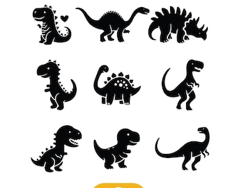 かわいい恐竜のSVGとPNGバンドル - 18種類の子供部屋用恐竜、赤ちゃん恐竜のSVG、赤ちゃん恐竜のSVGバンドル、商用利用