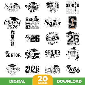 Senior 2026 svg Bundle, Senior 2026 Shirt svg, Klasse von 2026 svg, Senior Coquette Bow svg, Abschluss 2026 SVG, Senior Mom svg, Highschool svg