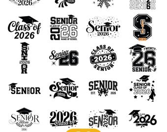 Senior 2026 Svg Bundle, Senior 2026 Shirt Svg,Class of 2026 Svg,Senior Coquette Bow svg,Graduation 2026 SVG, Senior Mom Svg, high school svg