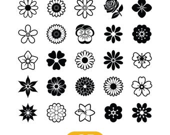 Pacote de Flores Svg, Flores Svg, Flores PNG, Svg para Camisetas, Primavera Svg, Clipart de Flores, Arquivos Svg para Cricut, Download Instantâneo, Silhueta