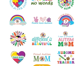 Pakiet SVG dla autyzmu, Autyzm SVG, Puzzle SVG, Clipart Autyzmu, Mama Autyzmu SVG, Wstążka Autyzmu, Naklejki Autyzmu, Pobieranie Autyzmu, Obrazy Autyzmu, PNG