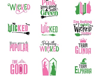Película Wicked Svg, Emblema vintage de Wicked Svg, He sido malvado, Cambio para siempre Svg, Wicked rosa y verde PNG, Wicked PNG, Clipart de bruja