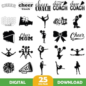 Cheerleader Svg Bundle, Cheer Svg, Cheerleader Clipart,Cheerleading Svg,Cheerleader Silhouette, Cheer Cut File,cheer megaphone svg,Cheer Pom