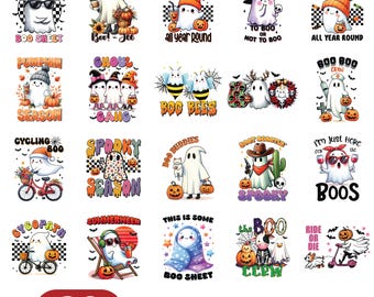 Retro Halloween Png Bundle, Halloween Sublimation Designs, Spooky Season Png, Ghost T-shirt, Pumpkin Png, Fall Png, Retro Halloween Png