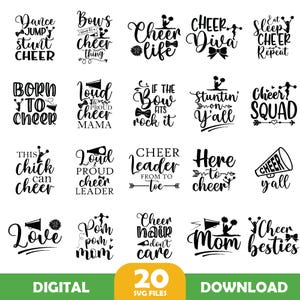 Cheerleader Svg Bundle, Cheer Svg, Cheerleader Clipart,Cheerleading Svg,Cheerleader Silhouette, Cheer Cut File,cheer megaphone svg,Cheer Pom