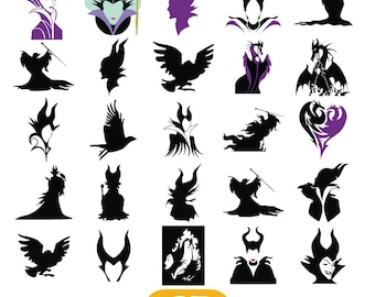 Maleficent SVG Bundle, Dark Fairy Clipart, Maleficent Png, Svg, Dxf, Eps Files for Cricut, Instant Digital Download, Villain Art Pack