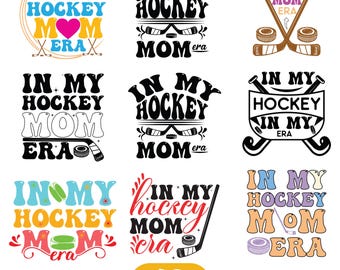 In My Hockey Mom Era Svg Bundle, Hockey Mom Svg, Hockey Shirt Design, Sports Mom Svg, Hockey Lover Svg, Retro Hockey svg