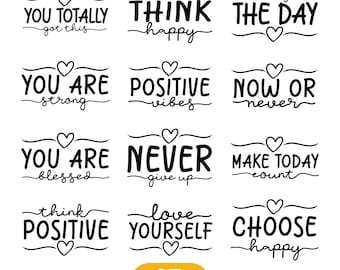 Motivational Svg Bundle, Positive Quote svg, Affirmation svg, Cute Inspirational svg, Saying Svg, Png Files, Funny Quotes cut files