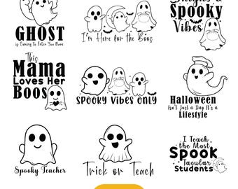 Cute Ghost Svg | Halloween Ghost Clipart | Boo Svg | Spooky Cute Ghost PNG | Ghost Svg for Cricut & Sublimation | Cute Halloween SVG