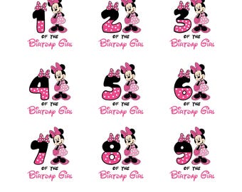 Familia de Minnie Birthday Girl Svg, Familia a juego de Minnie, Números de Minnie Mouse Svg, Png, Minnie Mouse Png, Paquete familiar de cumpleaños de niña