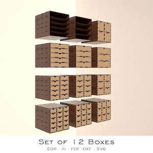 Set von 12 Boxen mit 2 Tiefe Größe nach Wahl.  KALAX Einlage Bundle.  Organizer mit kleinen Fächern. Aufbewahrungsboxen.