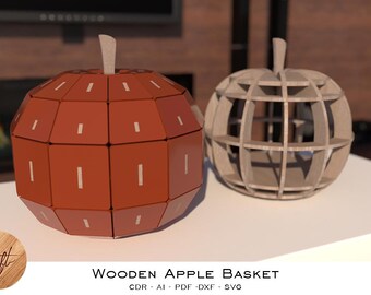 Laser Cut Wooden Apple Basket with Lid (Digital Files)