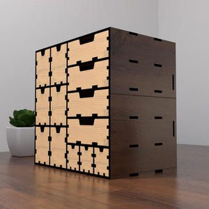 Bureau Opbergplanken organizer meerdere lades. 6 grote lades, 4 brede lades, 3 kleine lades opbergkast. Cdr Ai Dxf Svg
