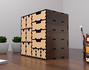 Laser Cut Desk Organizer with Multiple Drawers (Digital File)