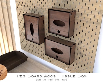 Pegboard Tissue Box Laser Cut Files, Wall Organizer (Digital File)