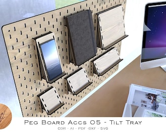 Pegboard Tilt Tray Accessories, Laser Cut Files (Digital Download)
