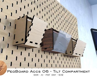 Ikea Skadis Pegboard Tilt Compartment, Laser Cut Files (Digital Download)
