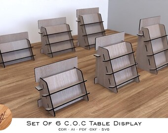 Laser Cut COC Table Display: 6-Piece Set, Digital Files (svg, dxf, ai, cdr, pdf)