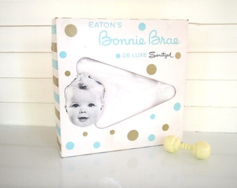 BOXED Crib Blanket - Eatons Bonnie Brae Deluxe Sanitized, Unused