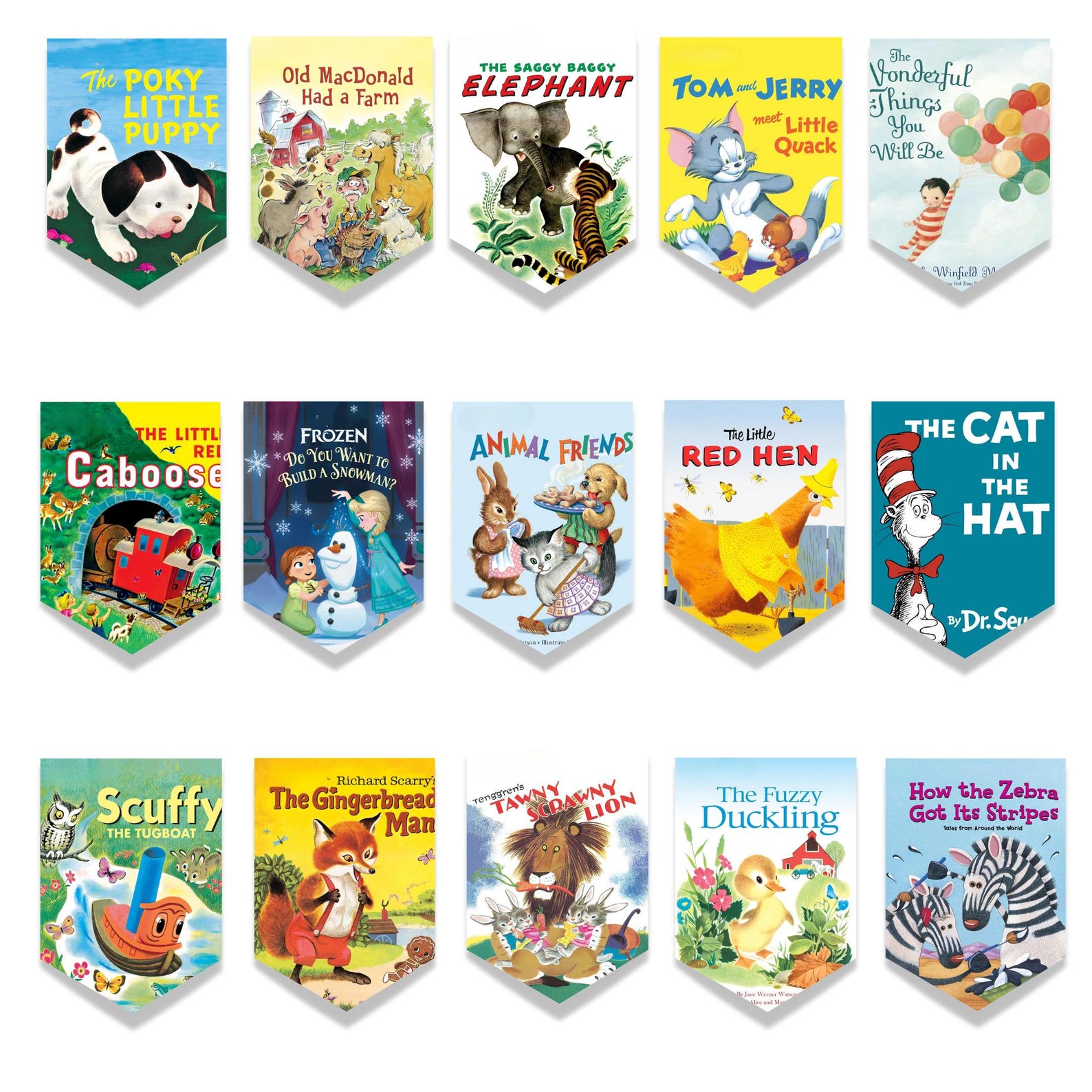 Book Garland – Pre-strung 15 Flag Storybook Banner, 9 Ft – Kids Room ...
