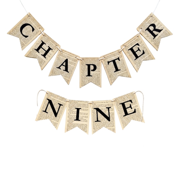 Chapter Nine Book Garland | Ninth Birthday Banner | Book Theme Baby Shower & Storybook Party Decor