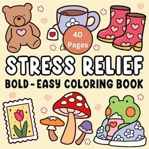 CoCo Wyo Stress Relief Malbuch PDF - 40 druckbare Seiten für Kinder & Erwachsene, sofortiger digitaler Download, mutiges und einfaches Malbuch