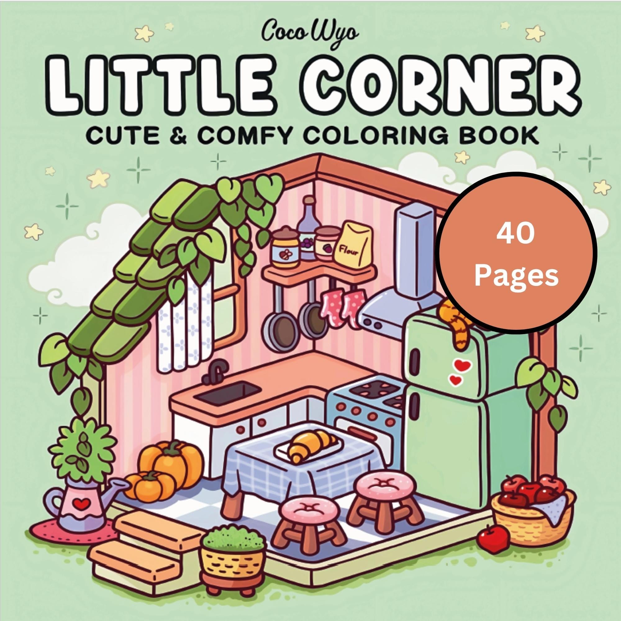 CoCo Wyo Little Corner Coloring Book PDF – 40 Bold Easy Printable Pages for Kids & Adults, Instant Digital Download - Image 1