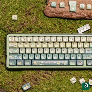 Juego de teclas con diseño de rana adorable / Teclas PBT con perfil MOA para teclados mecánicos (144 teclas)