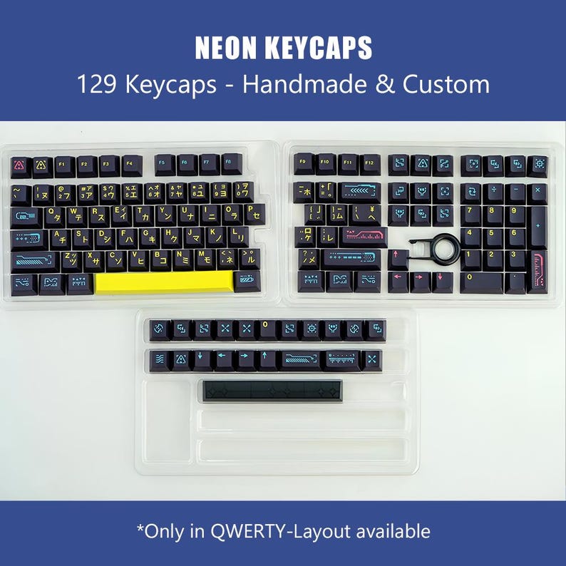 Neon Keycap Set Mechanical Keyboard - PBT Keycap Custom & Handmade for ...