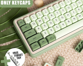 Green Matcha Japanese Keycap Set - 126 PBT Custom Keycaps for Mechanical Keyboards | XDA Profile Keycaps