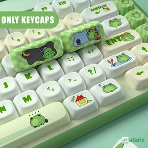Zestaw nakładek klawiszy z uroczymi żabami do klawiatury mechanicznej | 140 klawiszy | Profil MOA | Typ przełącznika MX | Materiał PBT