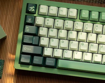 Cute Green PBT Keycap Set: Cherry MX, 140 Keys