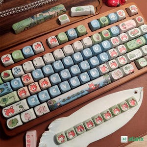 PBT Keycap Set: Cute Fox Design | MOA Profile | 134 Keys | MX Switch | For Mechanical Keyboards