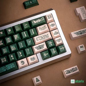 Green Japanese Keycap Set – 130 PBT Custom Keycaps for Mechanical Keyboard | Cherry Profile Keycaps