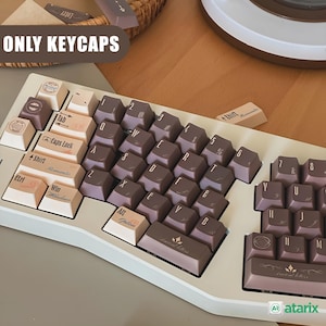 Brown Vintage Keycap Set – 140 PBT Custom Keycaps for Mechanical Keyboard | Cherry Profile Keycaps
