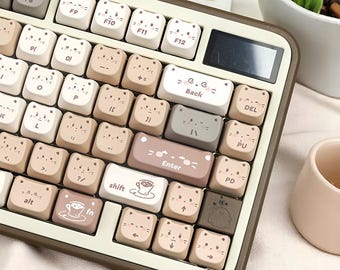 Cute Cat Anime Japanese Keycap Set Mechanical Keyboard - PBT Custom & Handmade Keycaps for Mechanical Keyboard Custom Keycap Artisan Keycap