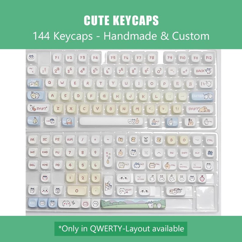 Keycap Designs Cute Anime Keycap Set - PBT, Handmade, Custom Mechanical Keyboard (144 ...