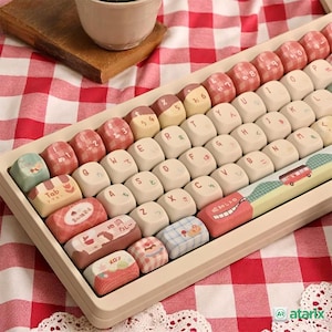 Cute Kawaii Japanese Keycap Set Mechanical Keyboard Keycaps Handmade Custom Japanese Keyboard Accessories PBT Keycaps cherry mx Keycap Anime