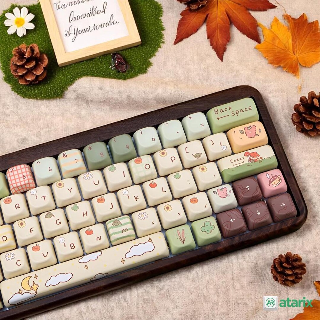 Kawaii Retro Keycap Set: Japanese PBT Keycaps for Cherry MX Keyboards ...