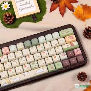 Cute Kawaii Japanese Keycap Set Mechanical Keyboard Keycaps Handmade Custom Japanese Keyboard Accessories PBT Keycaps cherry mx Keycap Anime