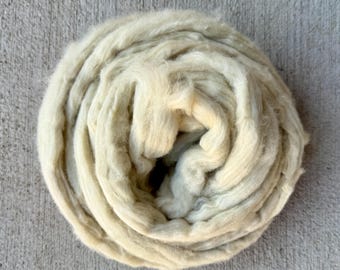100% Natural Green Cotton Sliver. Ready to spin.