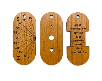 Simple Handspinner Tools, wood finish - WPI, Diz, Twist angle