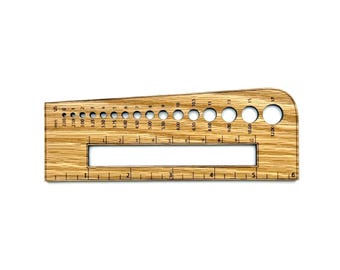 Simple Tools Knitting Ruler and needle gauge, wood finish