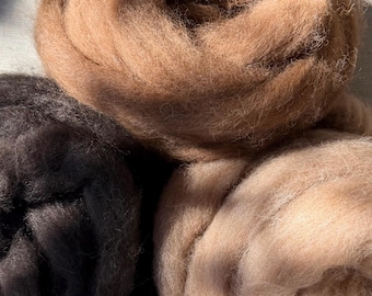 Alpaca Roving by the pound - 100% Natural Haucaya Alpaca fiber, 3 colors