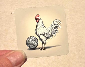 Yarn Chicken Sticker - Knitting Art