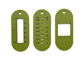 Simple Sock Knitters Tools, acrylic - needle gauge, ruler, 1-inch gauge measure