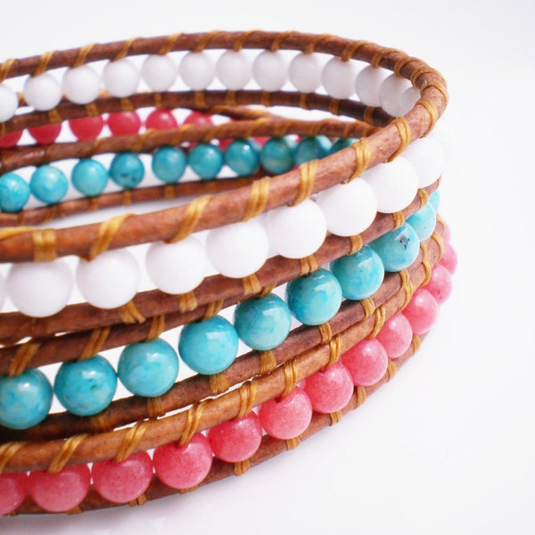 Carnival 3-wrap Bracelet Mountain Jade Elephant Button