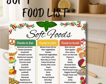 Soft Food Diet, Post-surgery diet, Soft Foods, Soft Diet Food List, Soft Food Diet Plan, Easy-to-digest foods, Digestive Friendly Food List