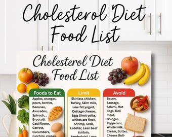Low Cholesterol Food List & Diet Chart, Printable Meal Plan, Grocery Guide,Treatment Support for Malnutrition, Liver Disease,Thyroid,Anxiety