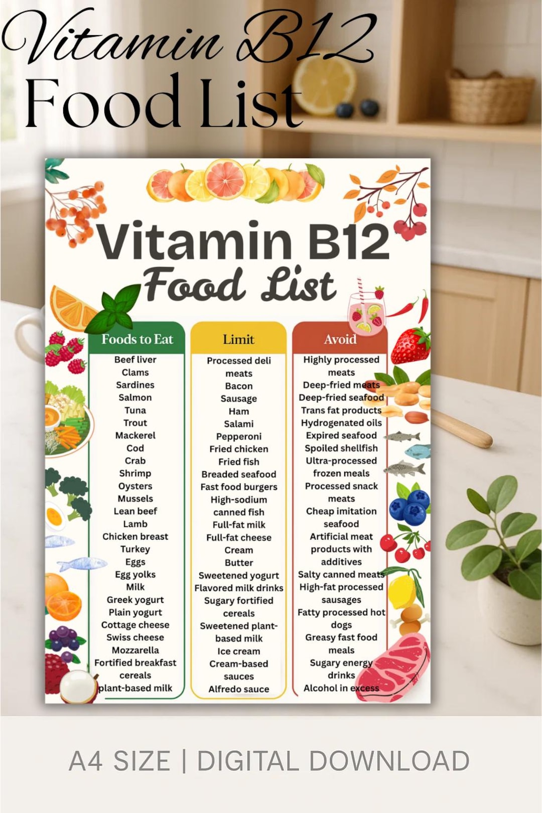 B12 Rich Foods, B12 Food Chart, Vitamin B12 Diet Food List, High B12 ...